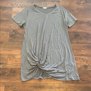 Locryx Gray V-Neck Twist Front Women Top